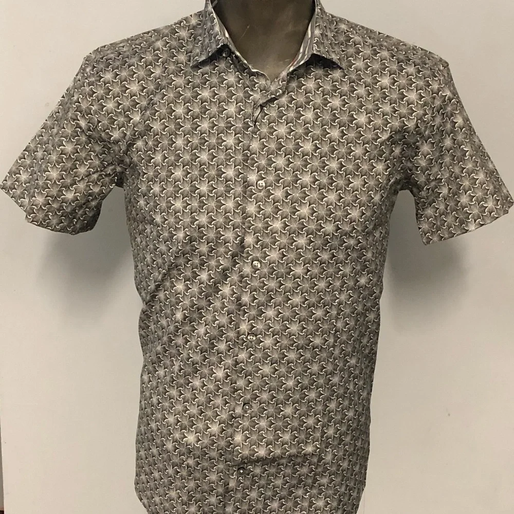 Mizumi shirt button front grey specks modern fit - Picture 1 of 3